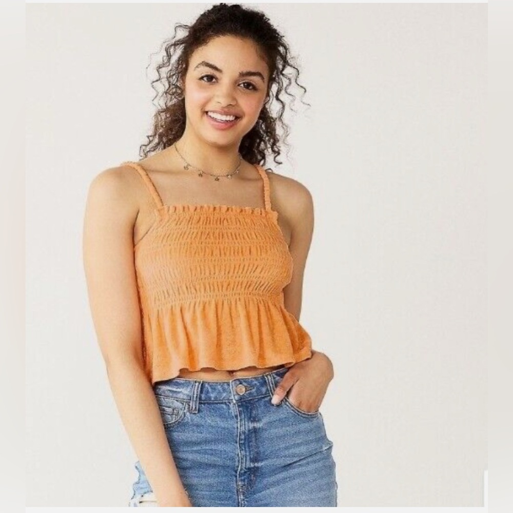 NWOT Juniors SO Ruffled Smocked Tank Top Terry Cloth